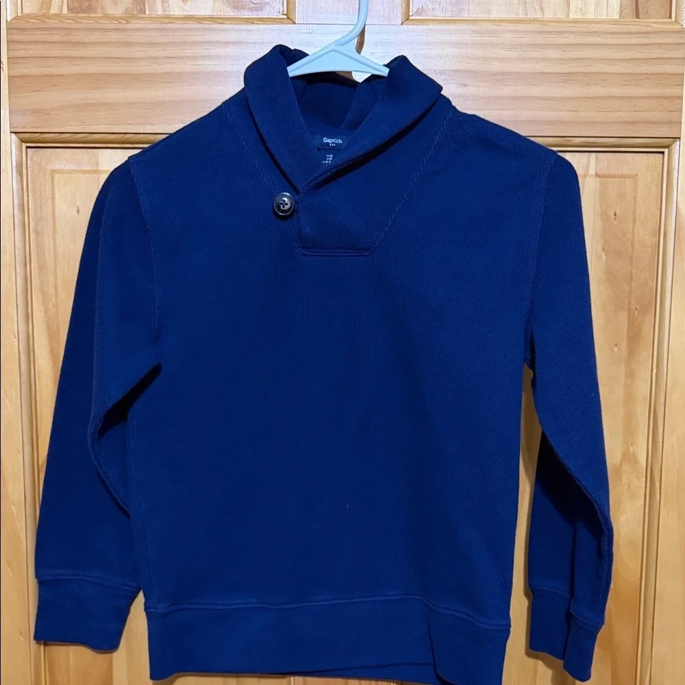 GAP Kids Navy Blue Knit Shawl Neck Sweater, Boys Size Medium (8)